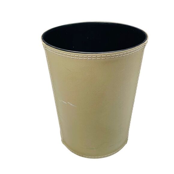 10/$25🦋 Emruss Tan Faux Leather Wastebasket - Picture 4 of 7